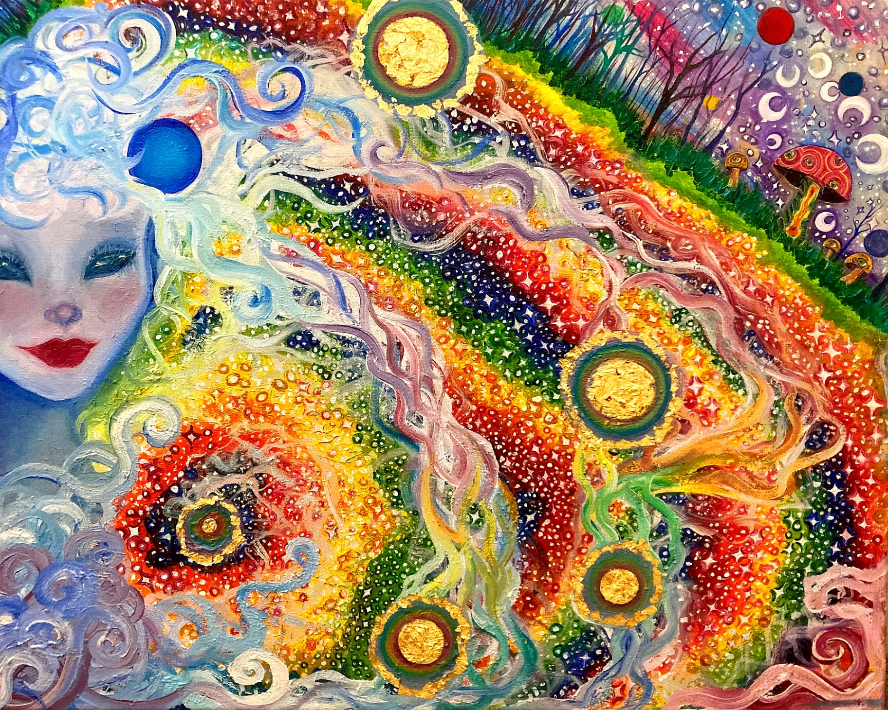 Moonlight Visiting Earth — Original painting by Kyro The Art Fairy