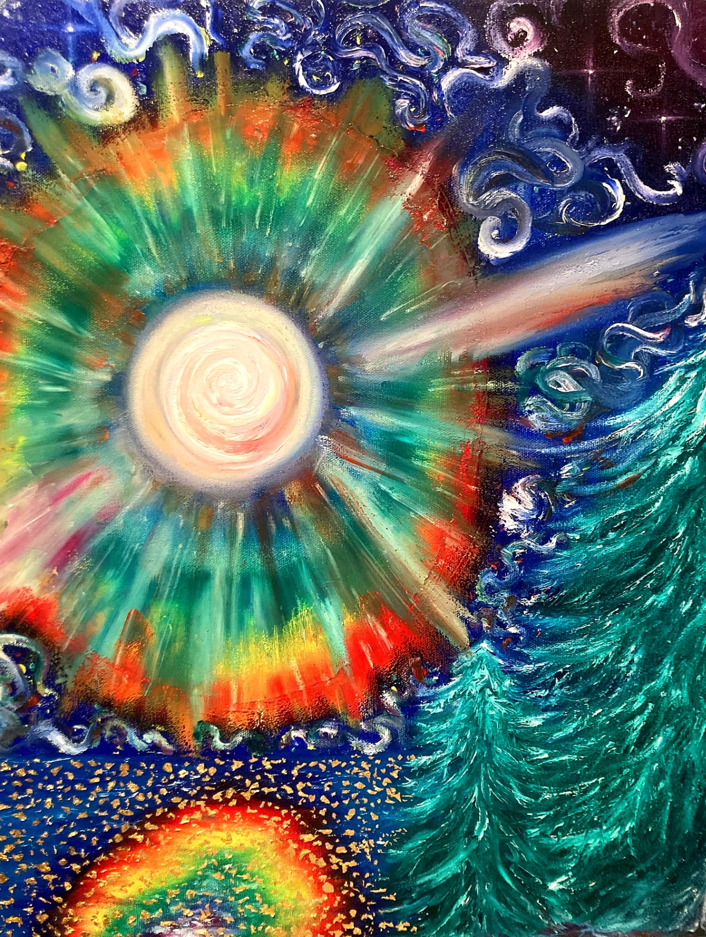 Christmas Moon — Original painting by Kyro The Art Fairy